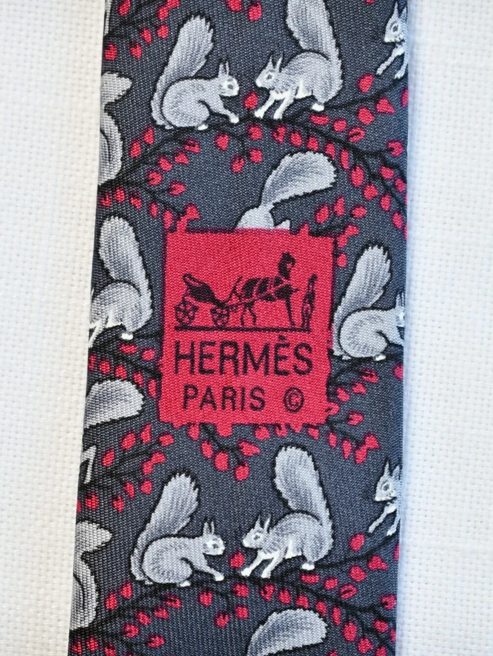 Hermès | Squirrel print silk tie